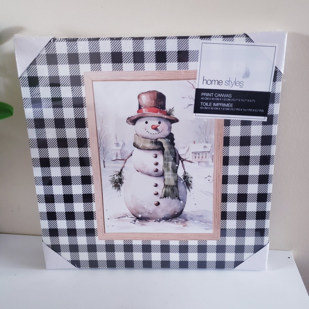 Snowman NIB Print Canvas Wall Art - (15.7" × 15.7" × 0.7")